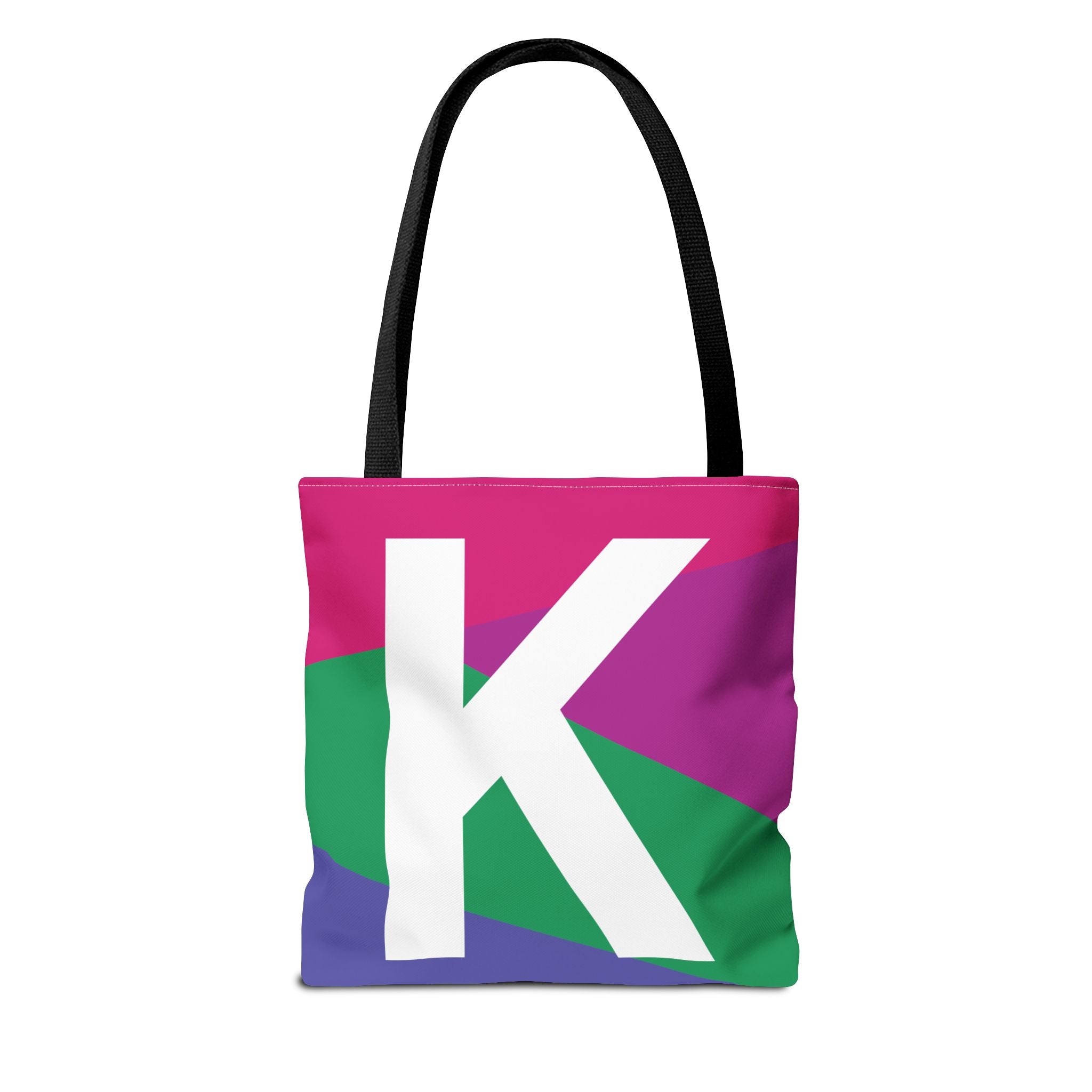Monogram 'K' Colorblock Tote Bag — Personalized Initial K Shoulder Tote