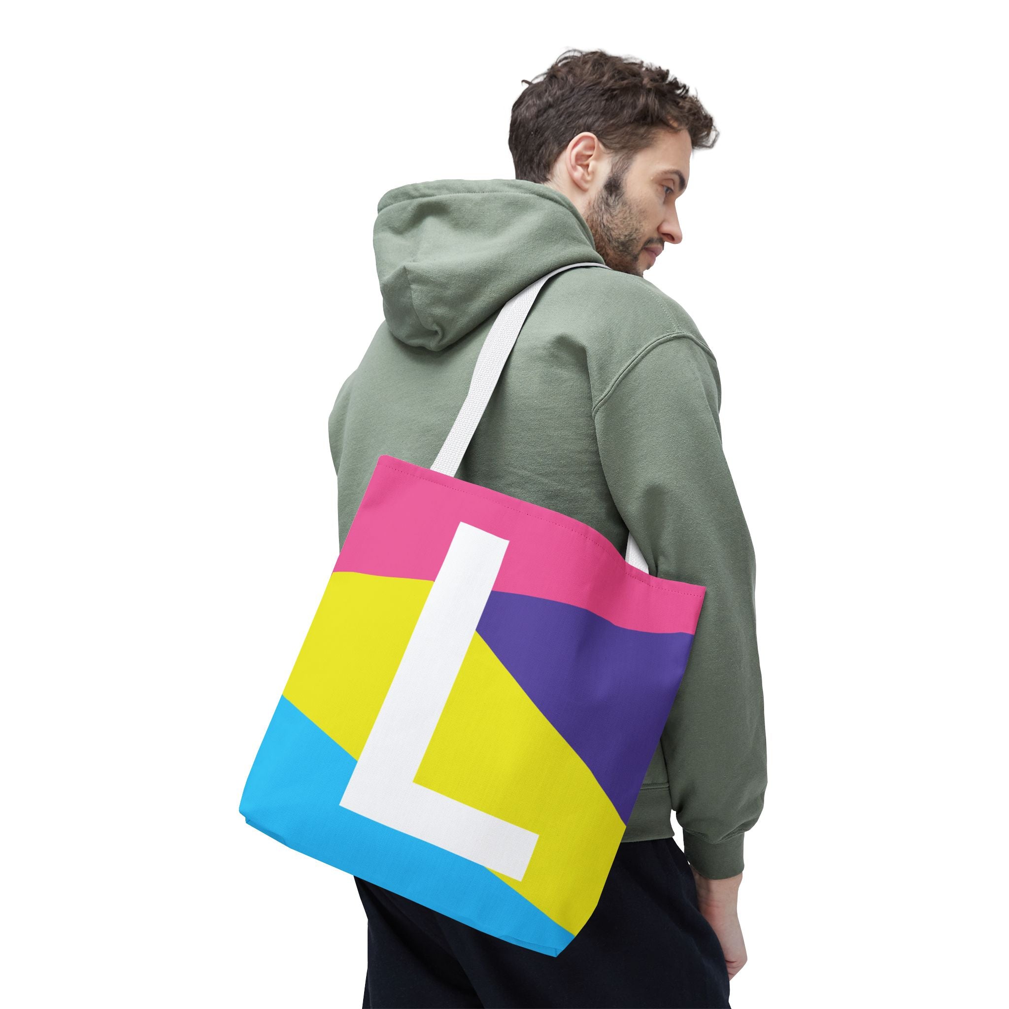 Monogram 'L' Colorblock Tote Bag — Personalized Initial L Shoulder Tote