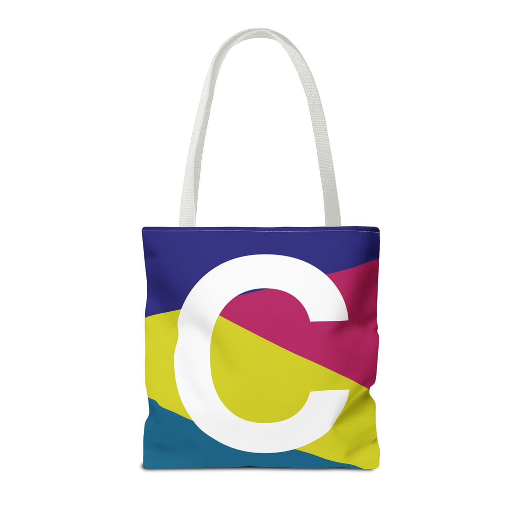Monogram 'C' Colorblock Tote Bag — Personalized Initial C Shoulder Tote