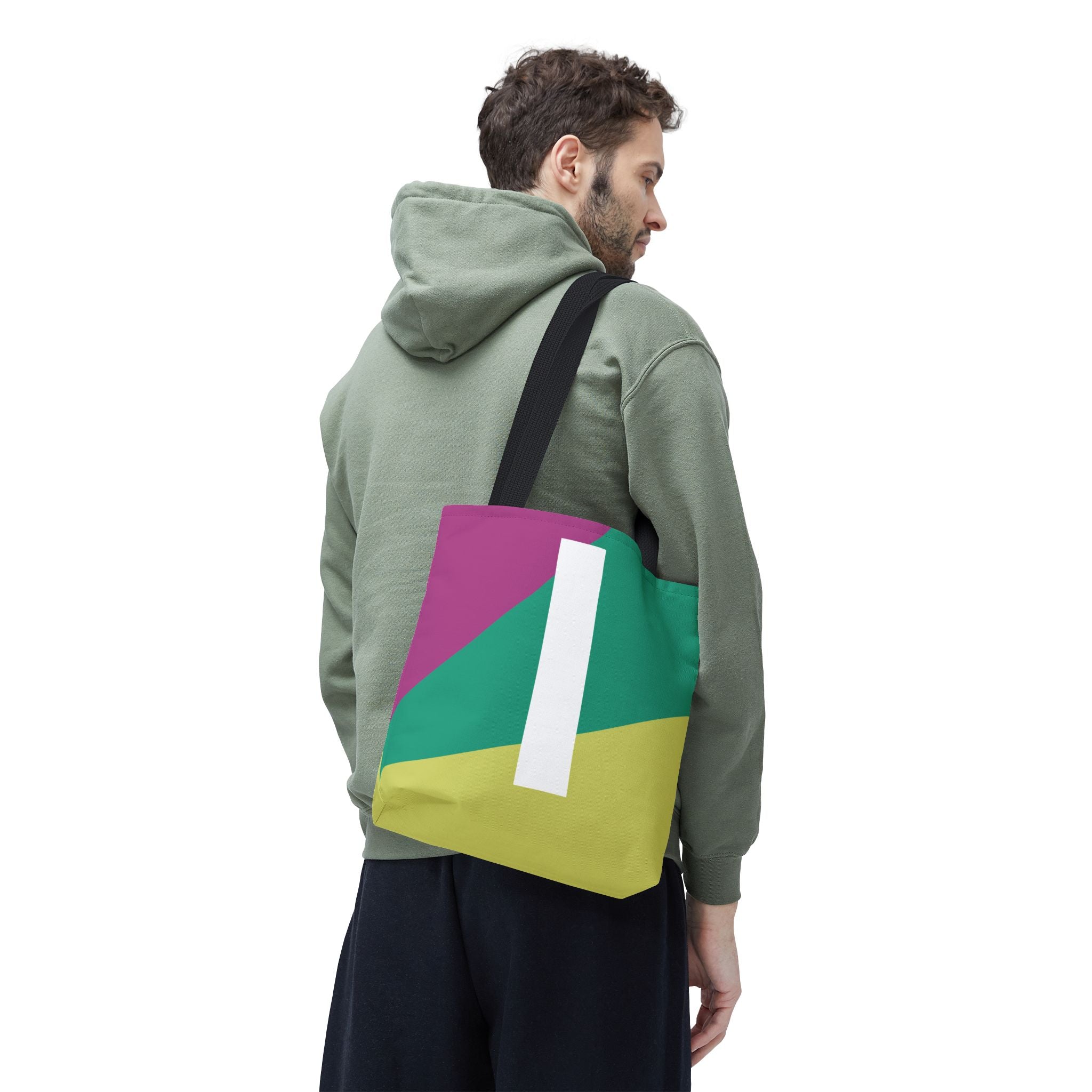 Monogram 'I' Colorblock Tote Bag — Personalized Initial I Shoulder Tote