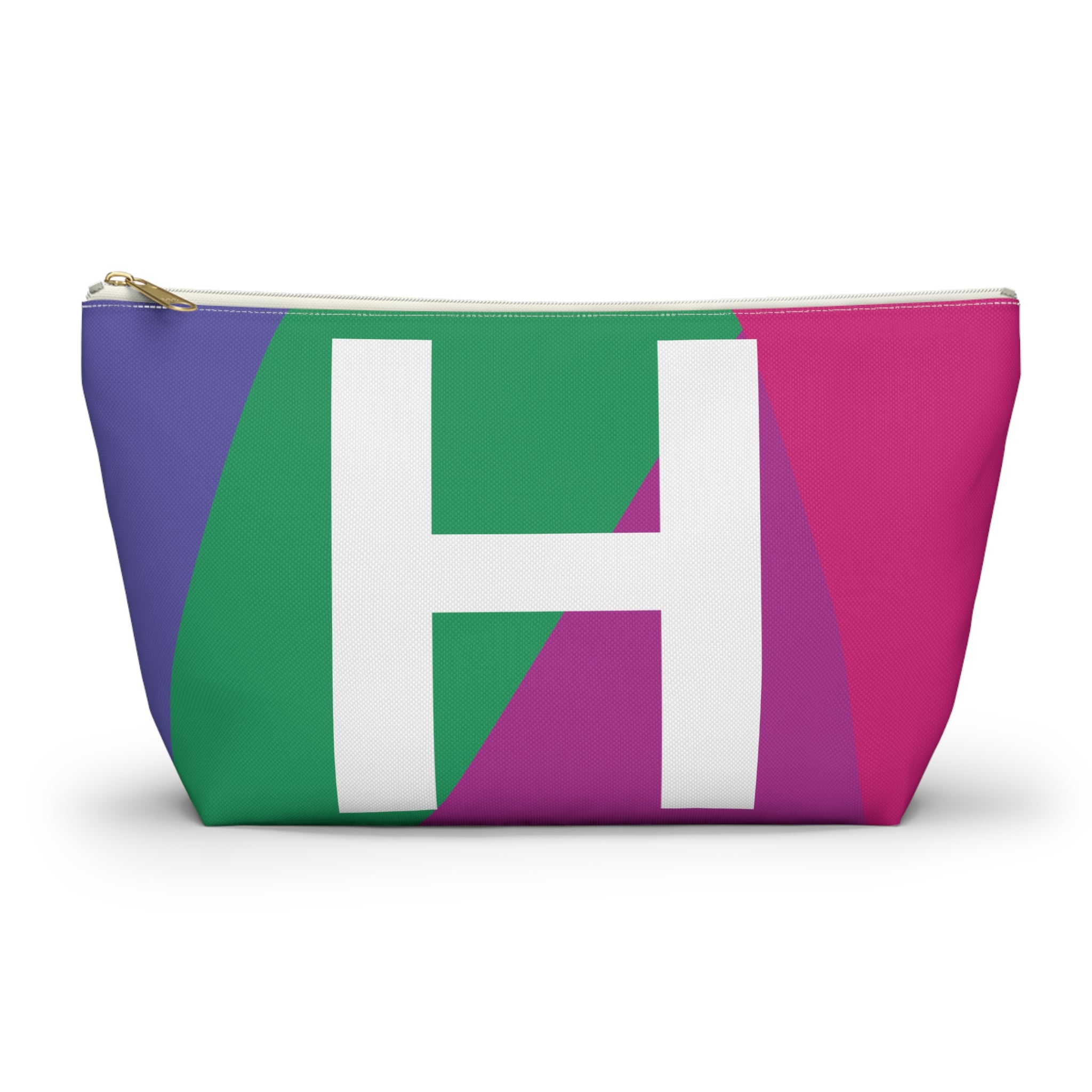 Initials Colorblock Accessory Pouch — Monogram H T-Bottom Cosmetic Bag