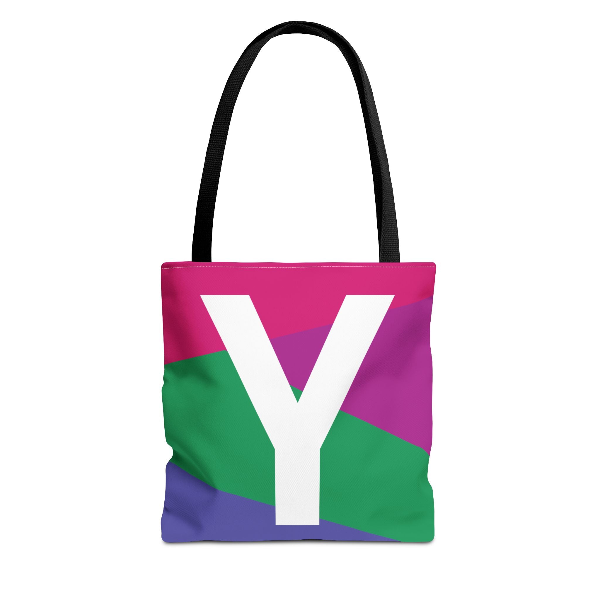 Monogram 'Y' Colorblock Tote Bag — Personalized Initial Y Shoulder Tote