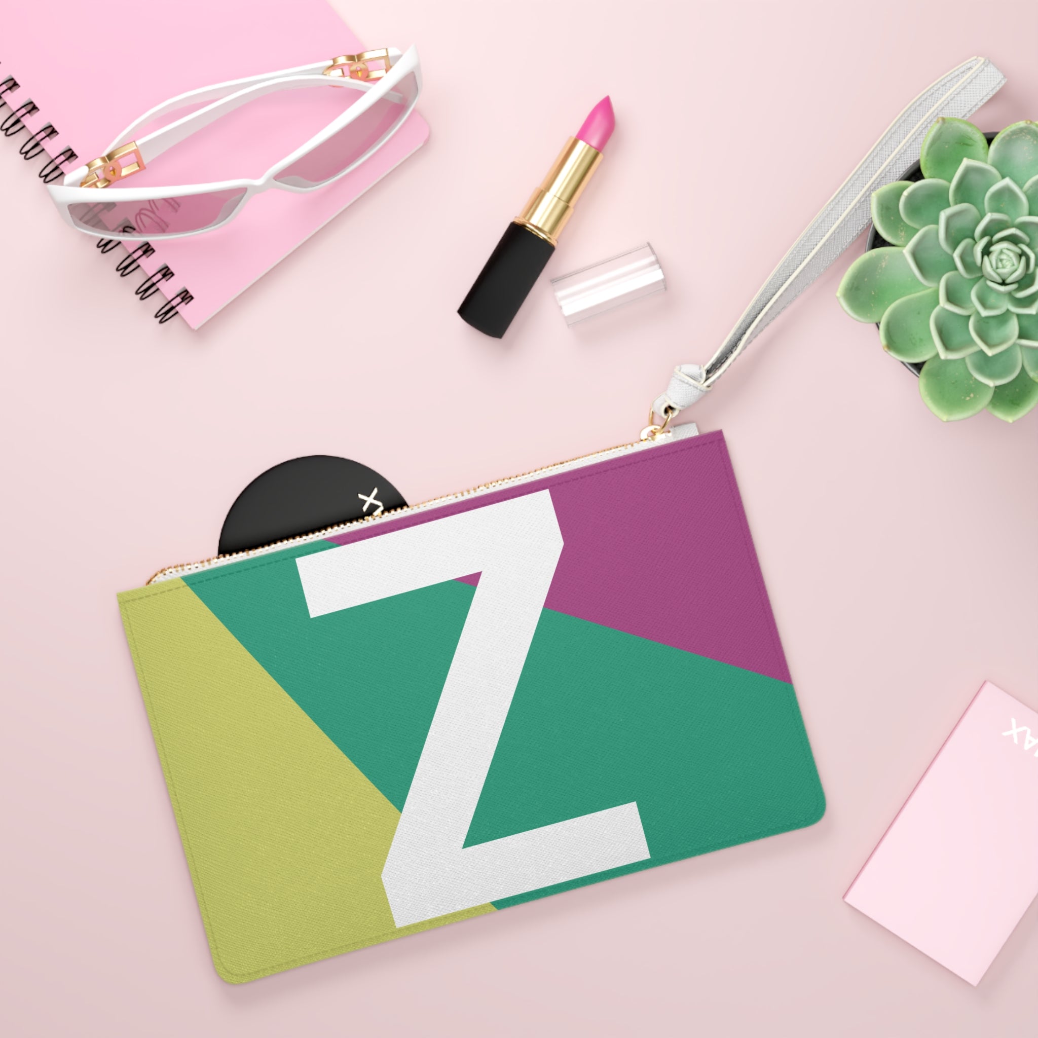 Monogram 'Z' Colorblock Clutch Bag — Bold Geometric Wristlet for Everyday & Gifts