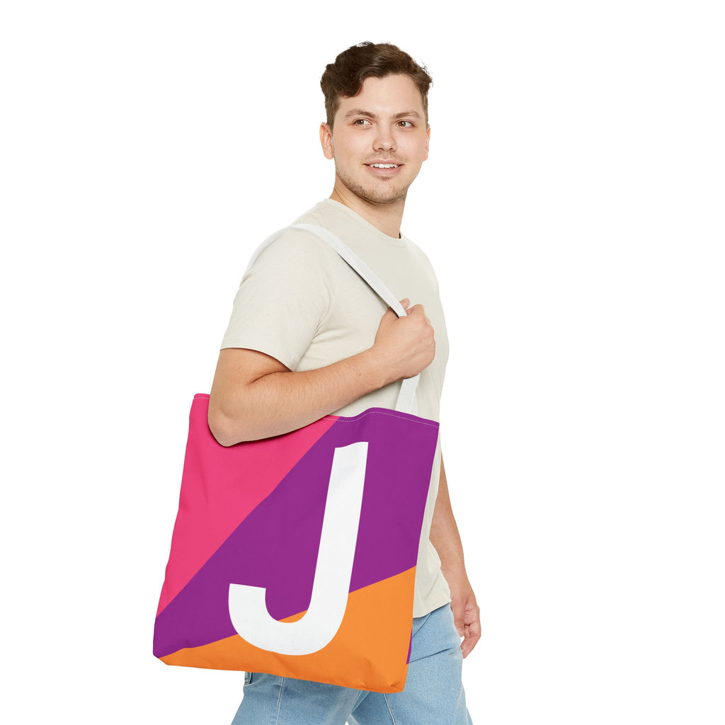 Monogram 'J' Colorblock Tote Bag — Personalized Initial J Shoulder Tote