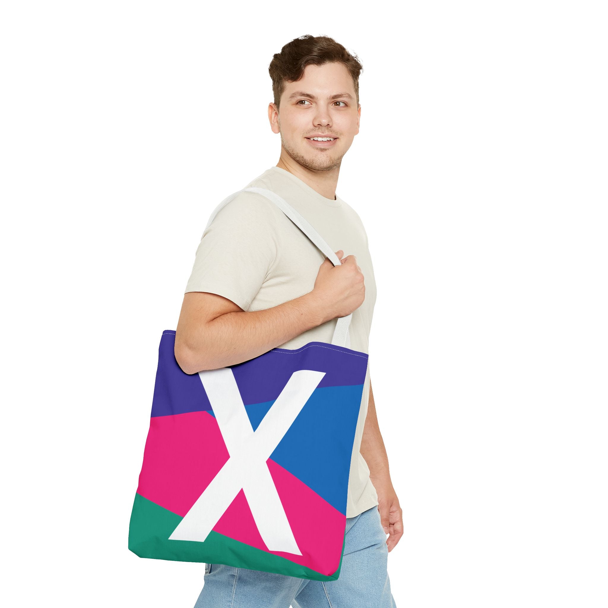 Monogram 'X' Colorblock Tote Bag — Personalized Initial X Shoulder Tote