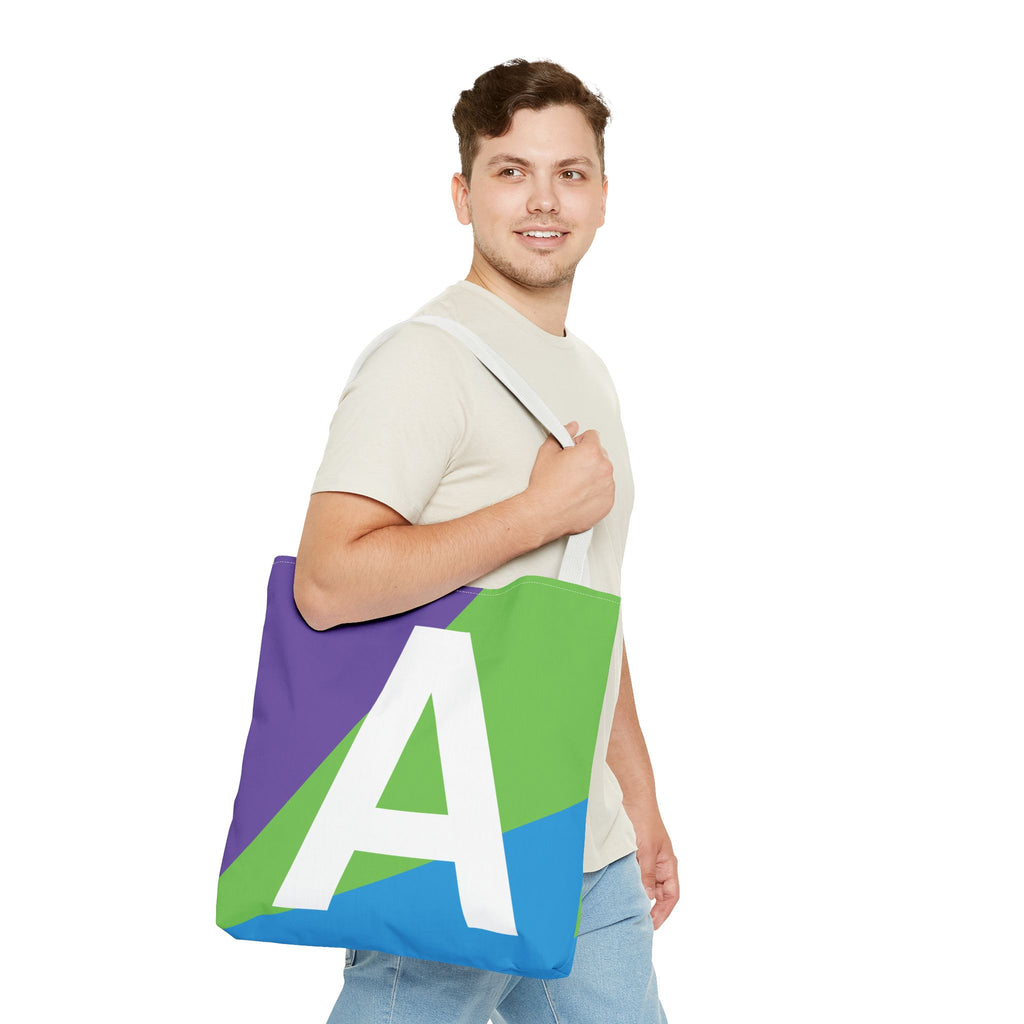 Monogram 'A' Colorblock Tote Bag — Personalized Initial A Shoulder Tote