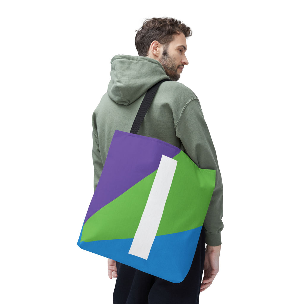 Monogram 'I' Colorblock Tote Bag — Personalized Initial I Shoulder Tote