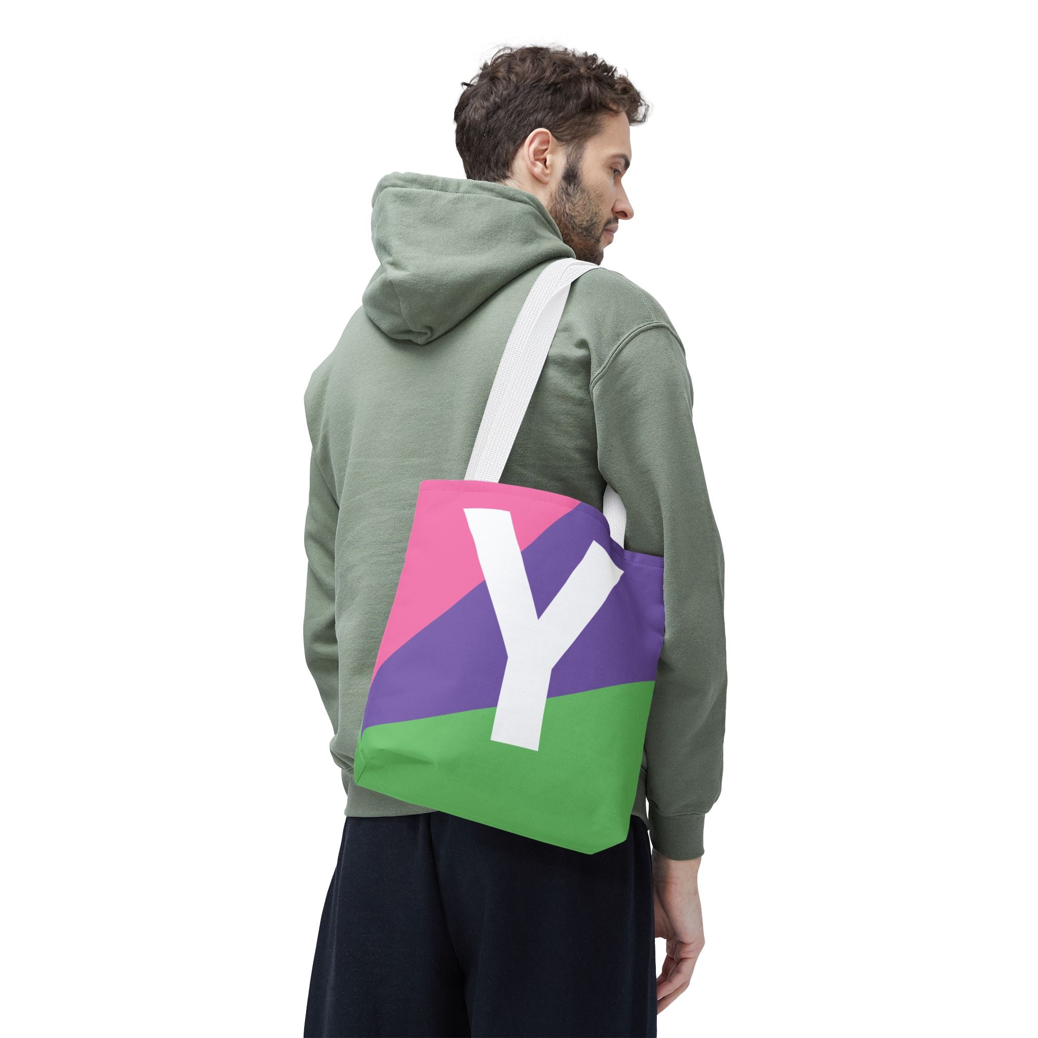 Monogram 'Y' Colorblock Tote Bag — Personalized Initial Y Shoulder Tote