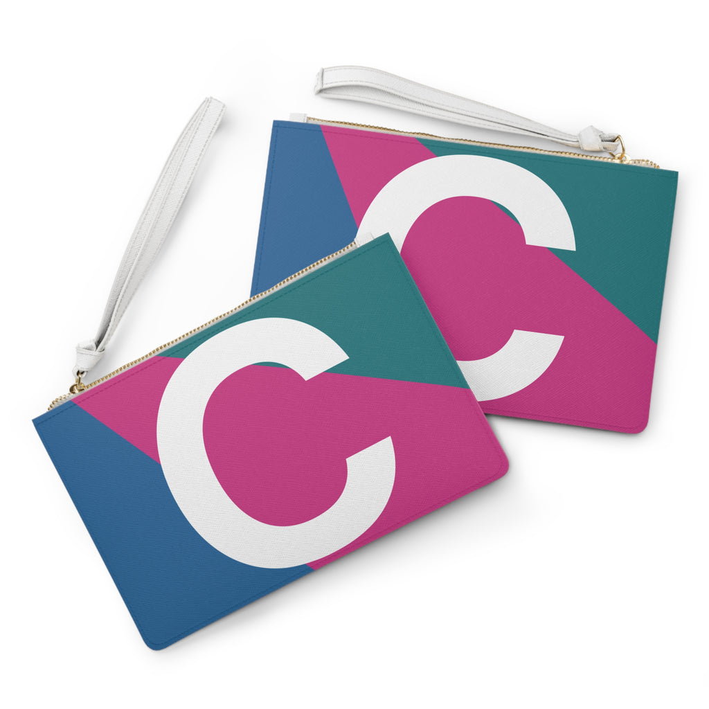 Monogram 'C' Colorblock Clutch Bag — Bold Geometric Wristlet for Everyday & Gifts