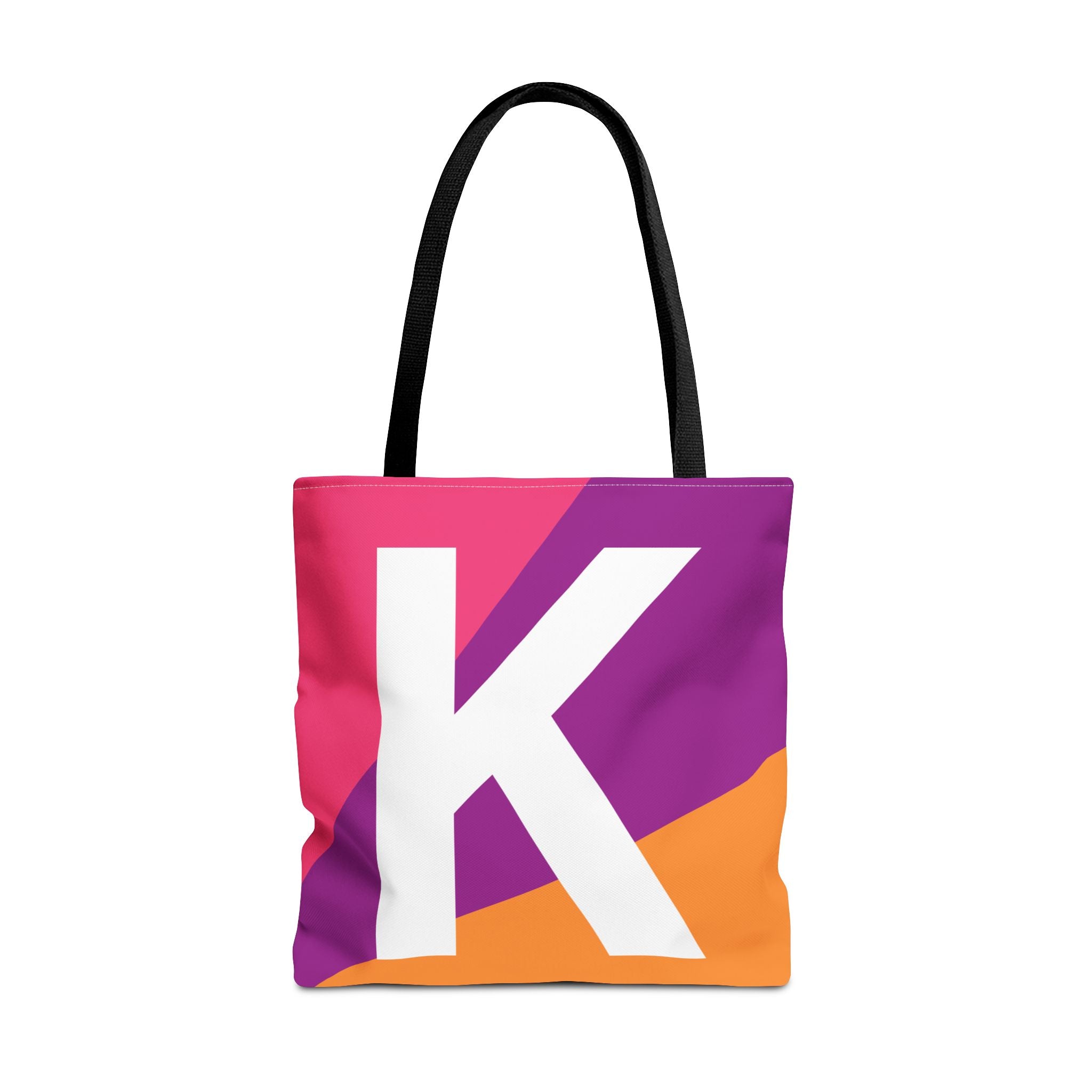 Monogram 'K' Colorblock Tote Bag — Personalized Initial K Shoulder Tote
