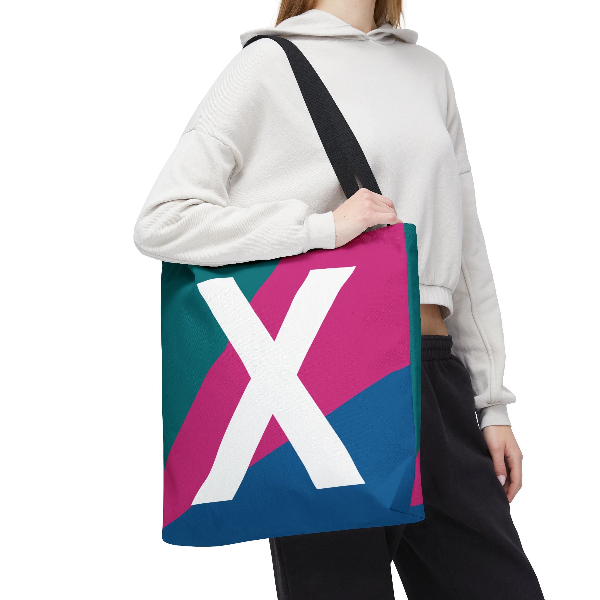 Monogram 'X' Colorblock Tote Bag — Personalized Initial X Shoulder Tote