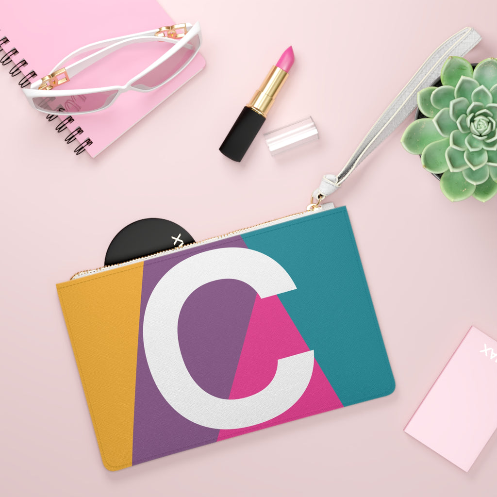 Monogram 'C' Colorblock Clutch Bag — Bold Geometric Wristlet for Everyday & Gifts