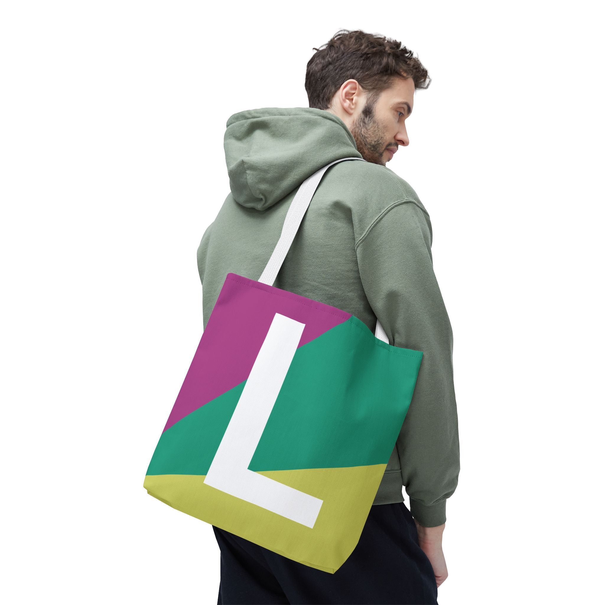 Monogram 'L' Colorblock Tote Bag — Personalized Initial L Shoulder Tote