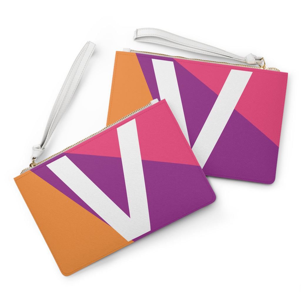 Monogram 'V' Colorblock Clutch Bag — Bold Geometric Wristlet for Everyday & Gifts