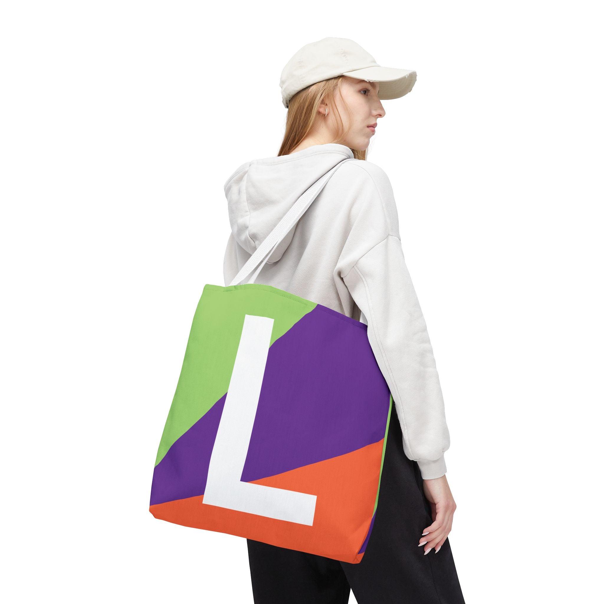 Monogram 'L' Colorblock Tote Bag — Personalized Initial L Shoulder Tote