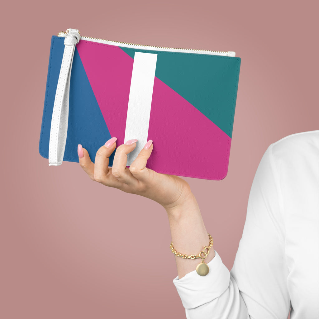Monogram 'I' Colorblock Clutch Bag — Bold Geometric Wristlet for Everyday & Gifts
