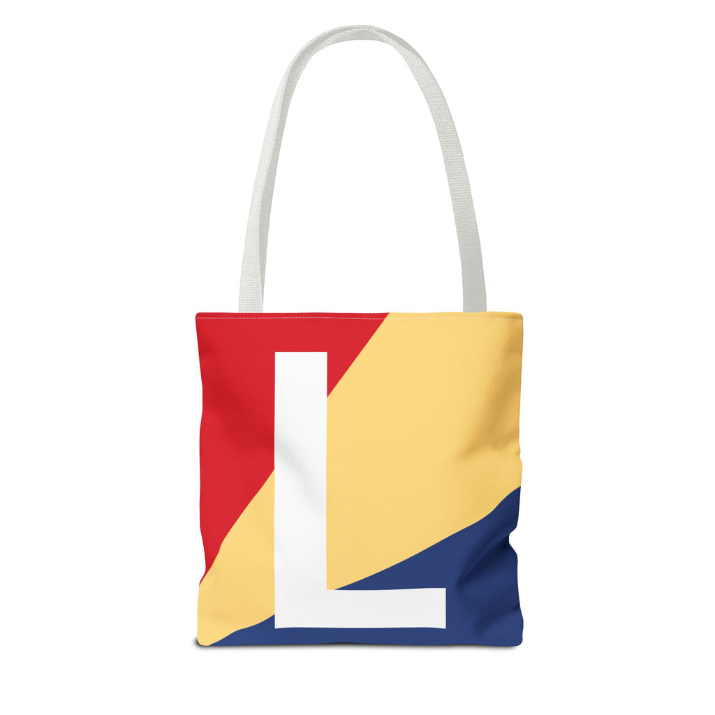 Monogram 'L' Colorblock Tote Bag — Personalized Initial L Shoulder Tote