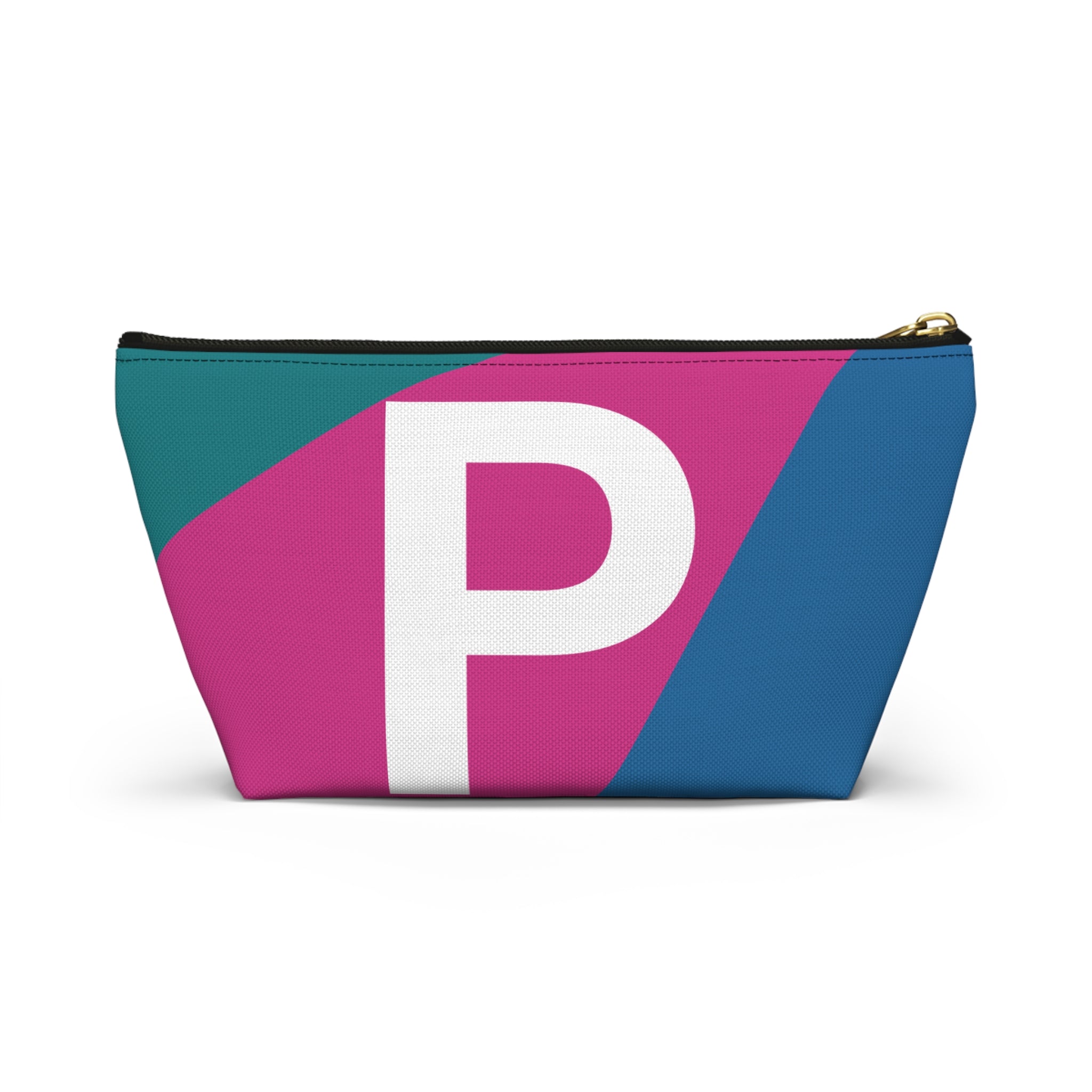 Initials Colorblock Accessory Pouch — Monogram P T-Bottom Cosmetic Bag