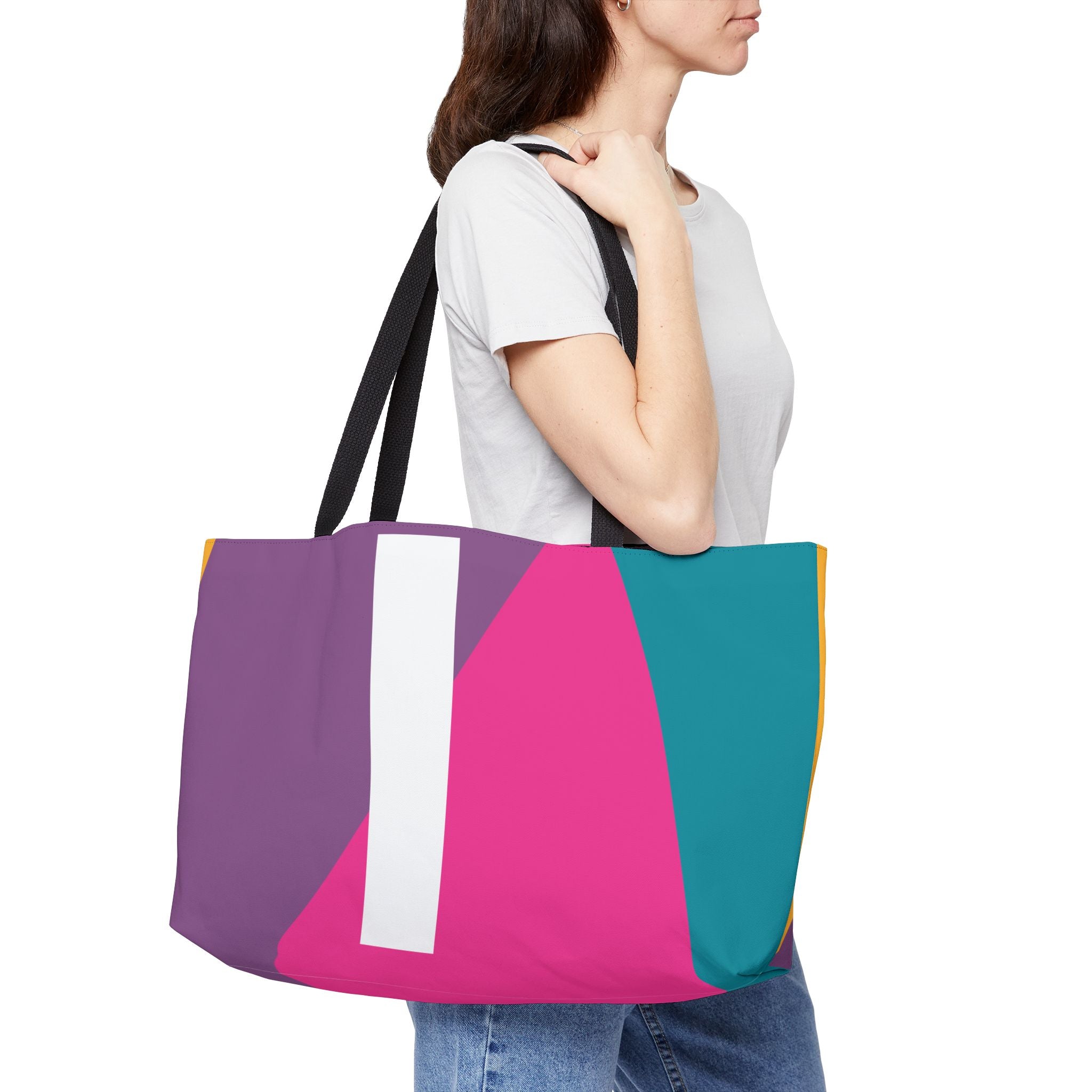 Personalized 'I' Colorblock Tote Bag — Monogram Weekender Tote