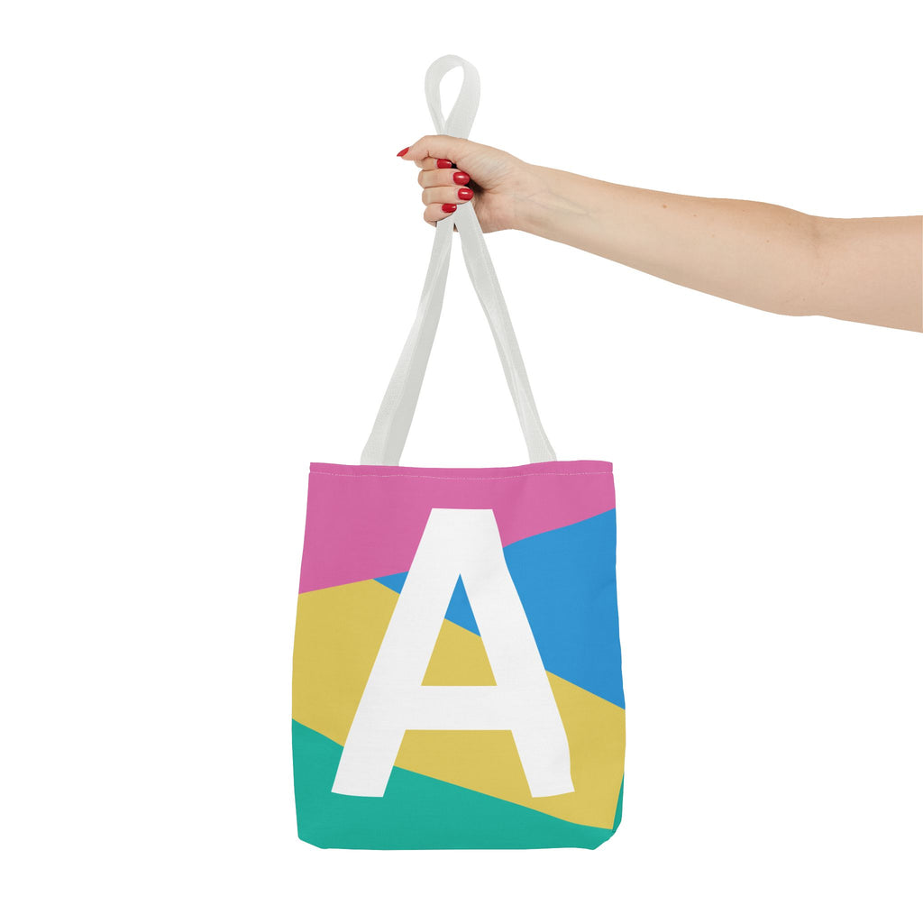 Monogram 'A' Colorblock Tote Bag — Personalized Initial A Shoulder Tote