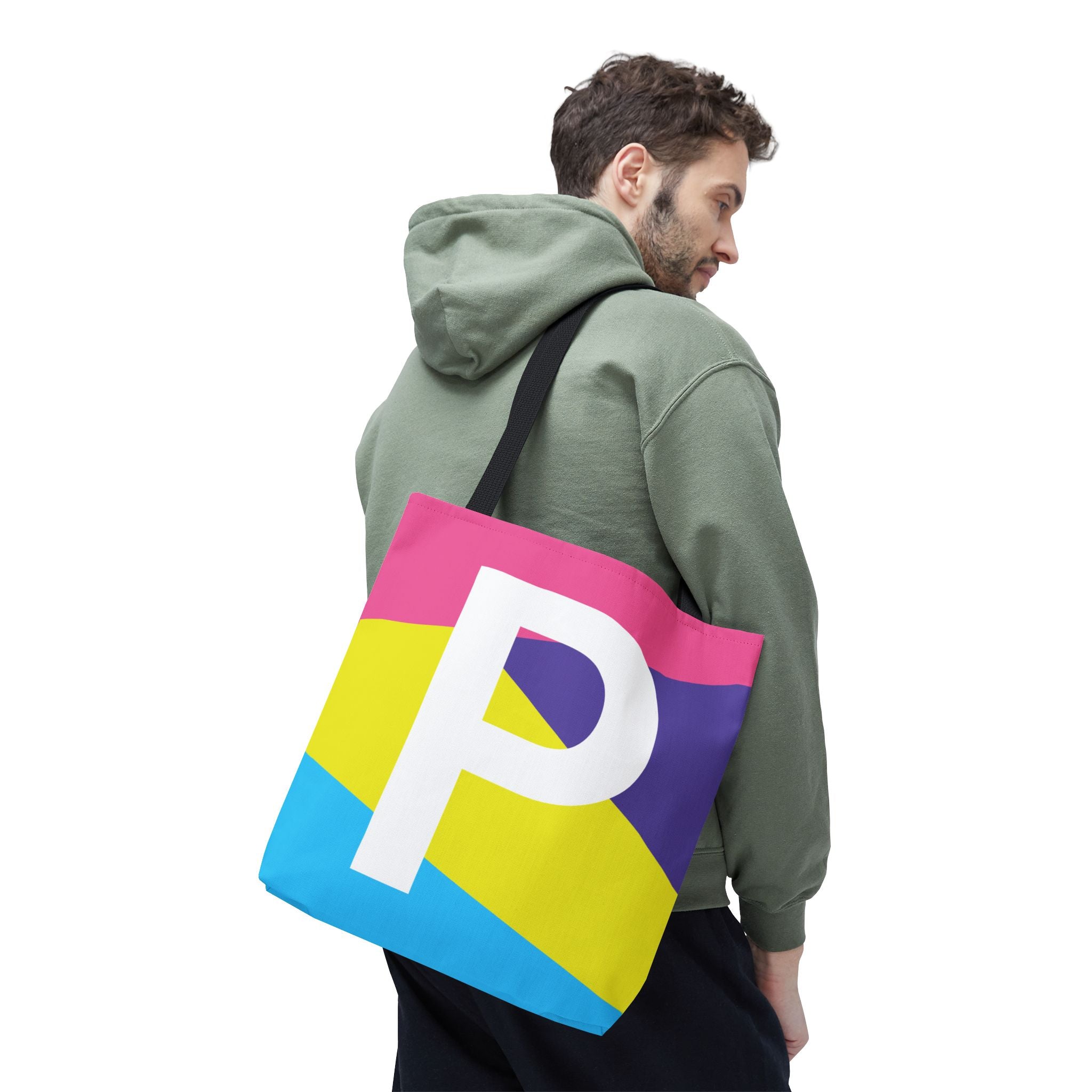 Monogram 'P' Colorblock Tote Bag — Personalized Initial P Shoulder Tote