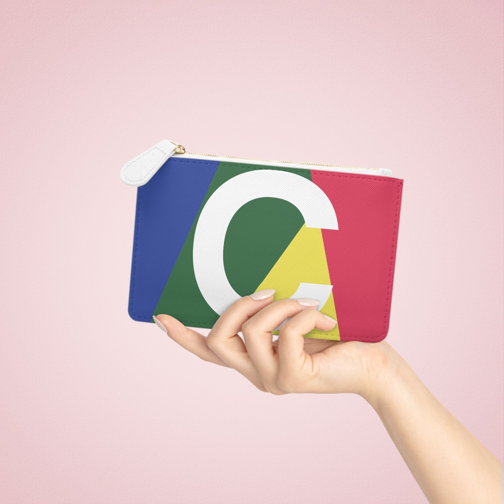 Initial C Mini Clutch — Colorblock Monogram Wristlet Wallet