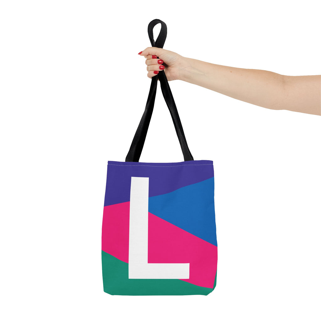 Monogram 'L' Colorblock Tote Bag — Personalized Initial L Shoulder Tote