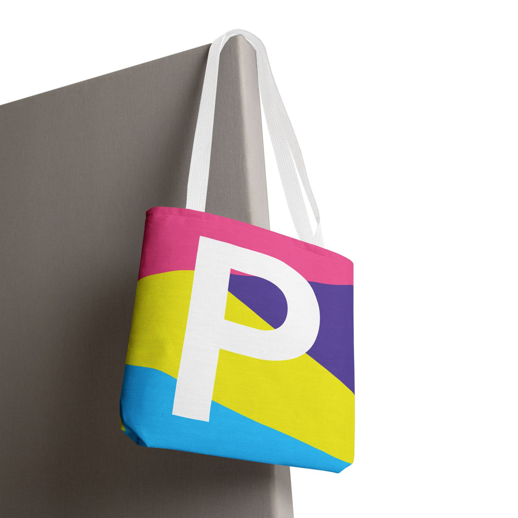 Monogram 'P' Colorblock Tote Bag — Personalized Initial P Shoulder Tote