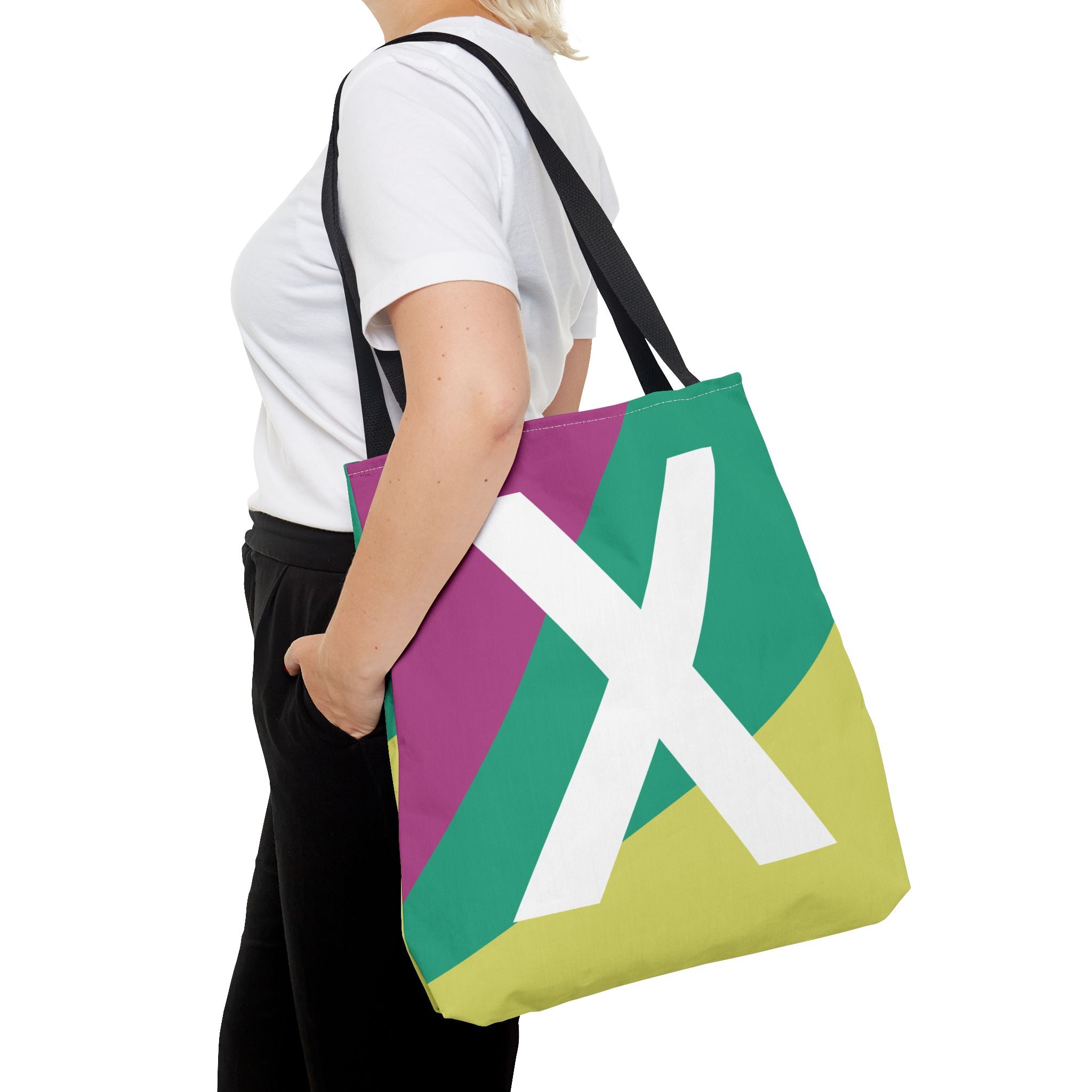Monogram 'X' Colorblock Tote Bag — Personalized Initial X Shoulder Tote