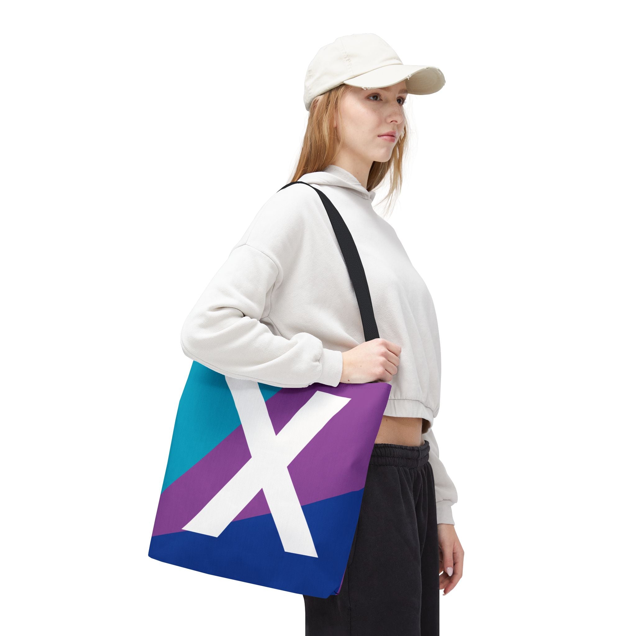 Monogram 'X' Colorblock Tote Bag — Personalized Initial X Shoulder Tote