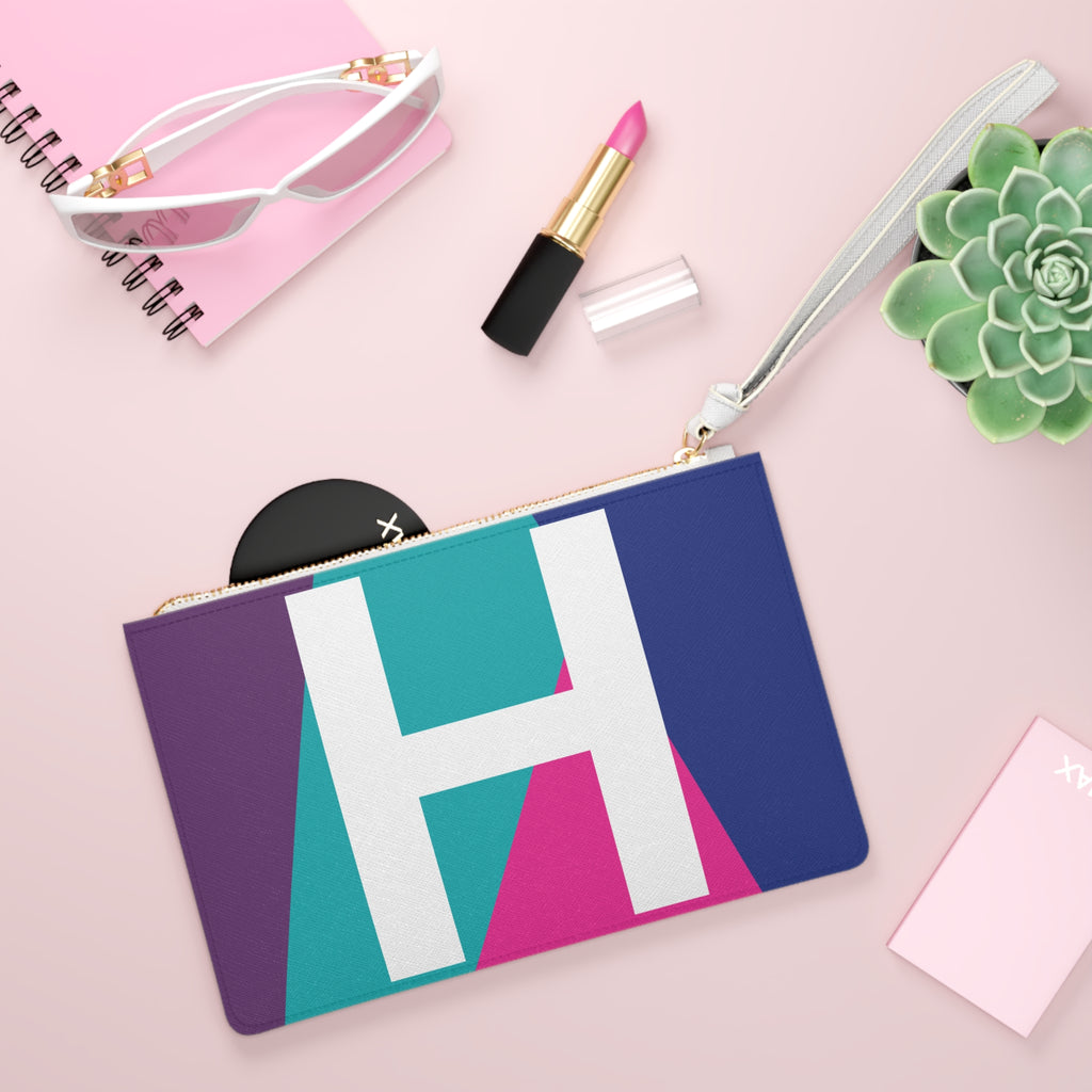 Monogram 'H' Colorblock Clutch Bag — Bold Geometric Wristlet for Everyday & Gifts