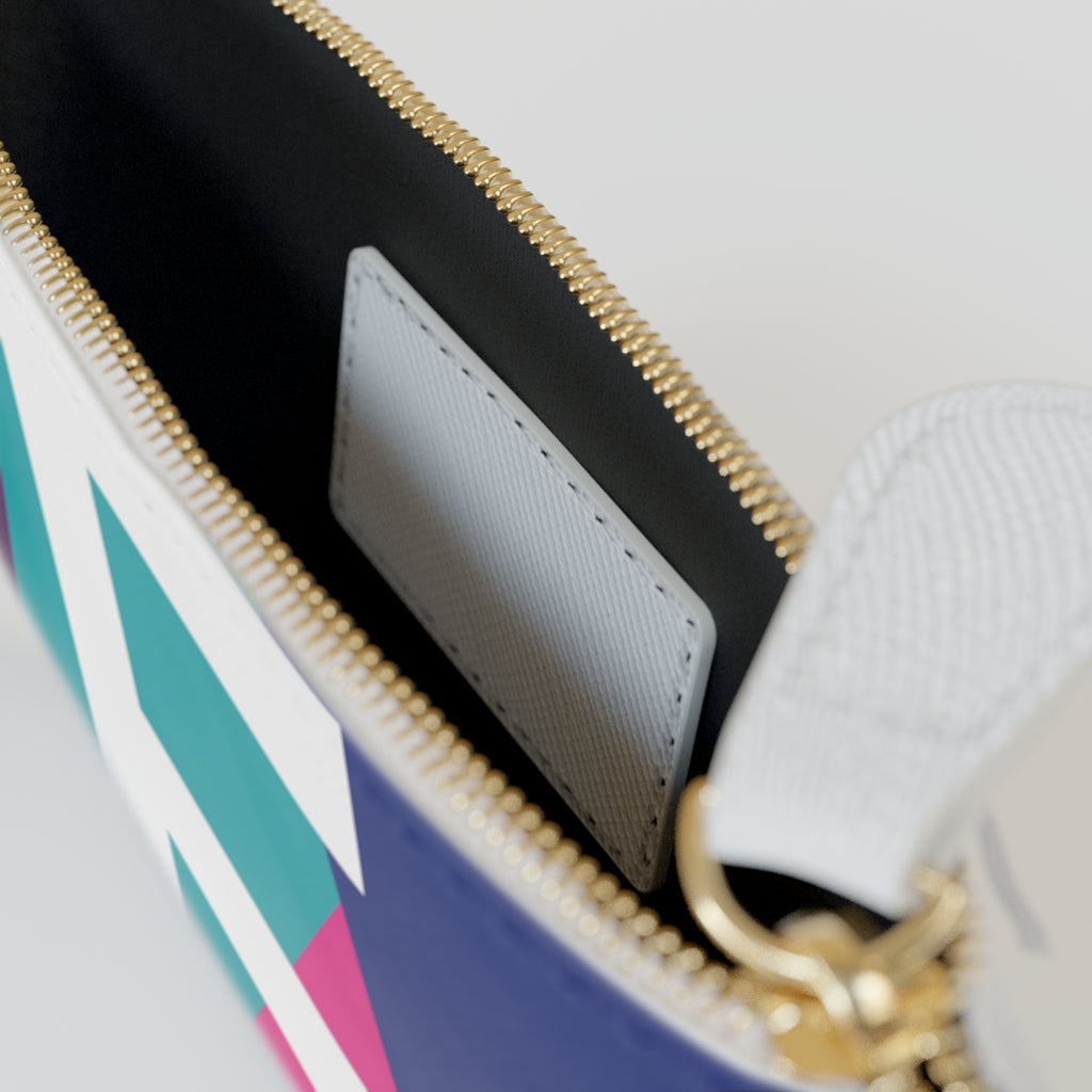 Initial E Mini Clutch — Colorblock Monogram Wristlet Wallet