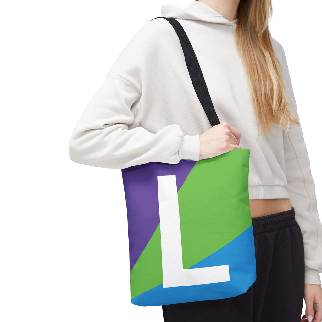 Monogram 'L' Colorblock Tote Bag — Personalized Initial L Shoulder Tote