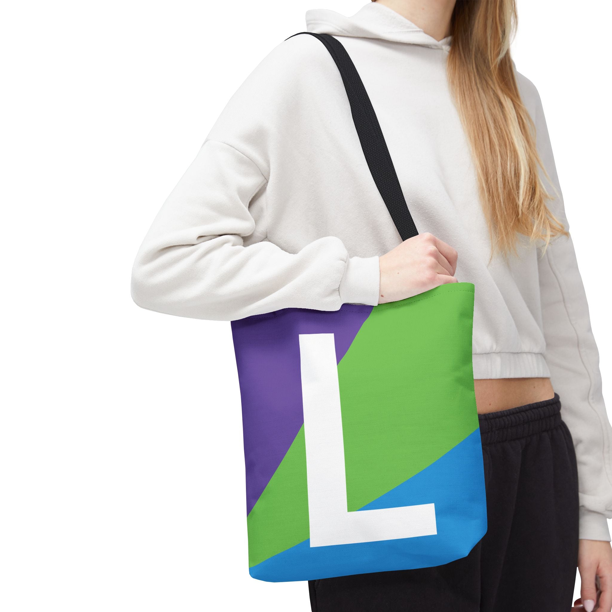 Monogram 'L' Colorblock Tote Bag — Personalized Initial L Shoulder Tote