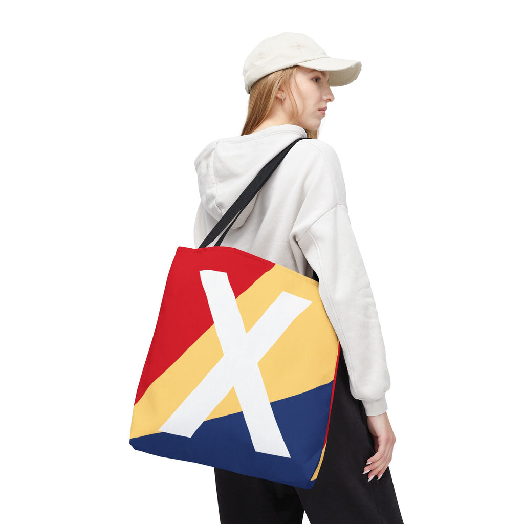 Monogram 'X' Colorblock Tote Bag — Personalized Initial X Shoulder Tote