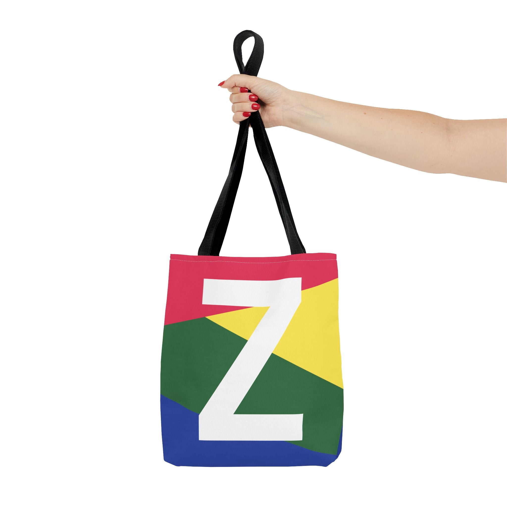 Monogram 'Z' Colorblock Tote Bag — Personalized Initial Z Shoulder Tote