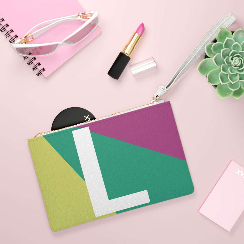Monogram 'L' Colorblock Clutch Bag — Bold Geometric Wristlet for Everyday & Gifts