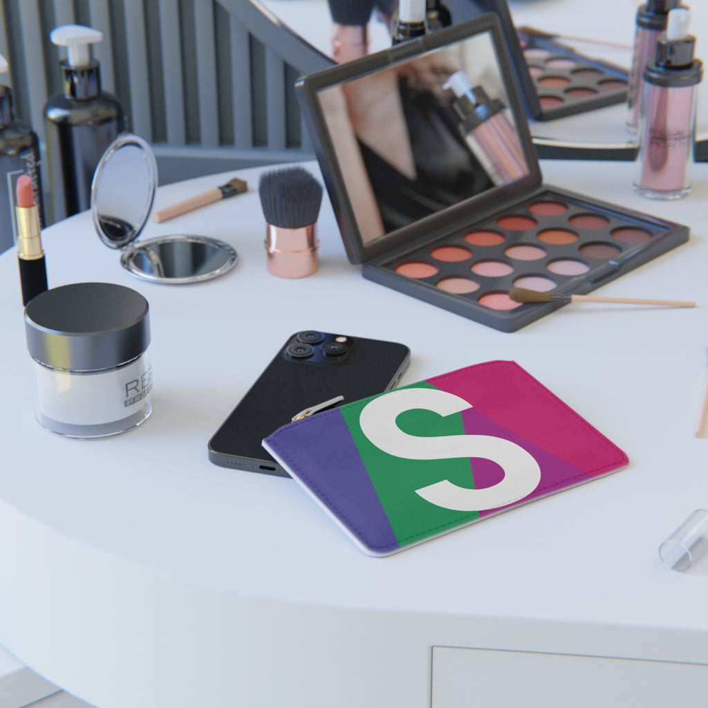 Initial S Mini Clutch — Colorblock Monogram Wristlet Wallet
