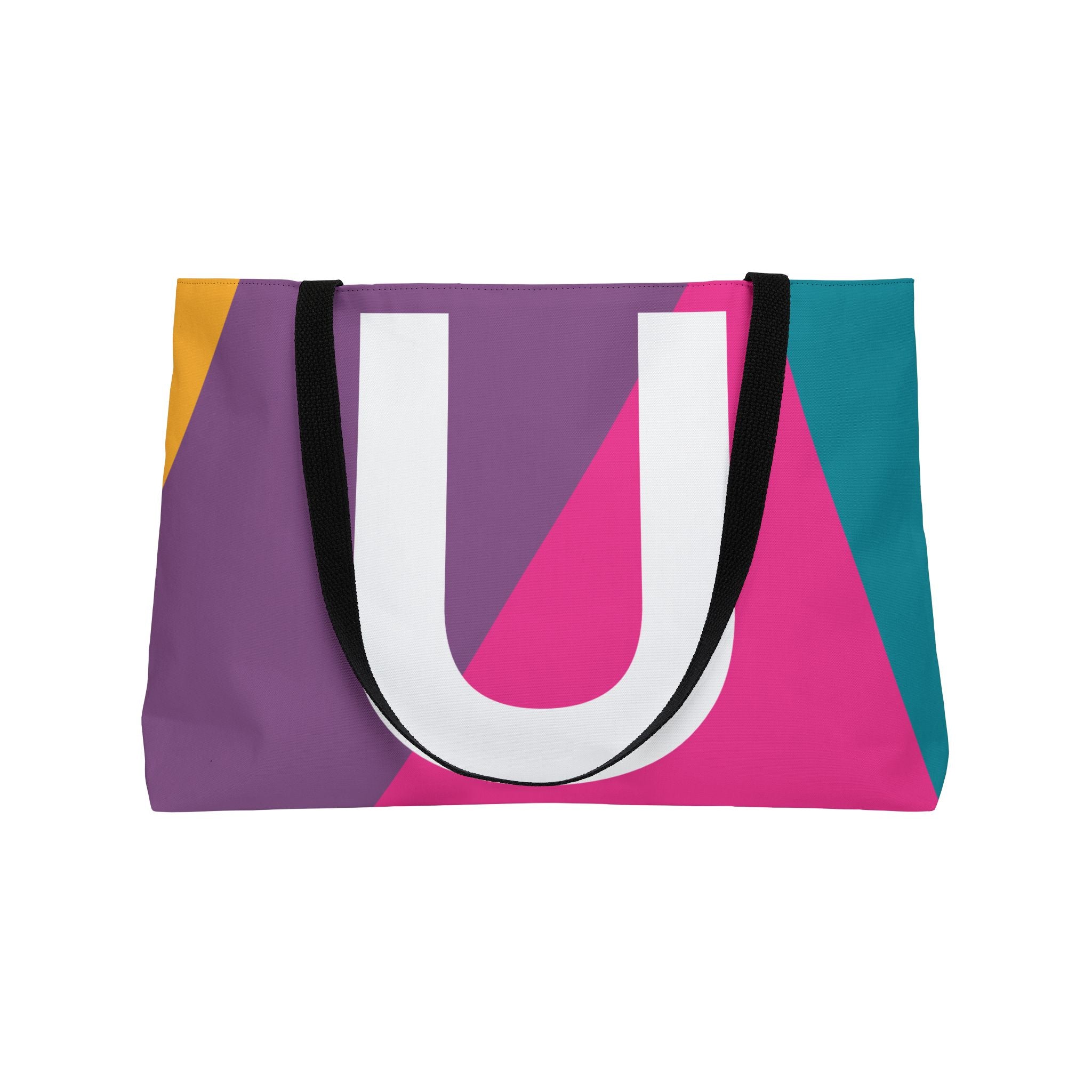 Personalized 'U' Colorblock Tote Bag — Monogram Weekender Tote