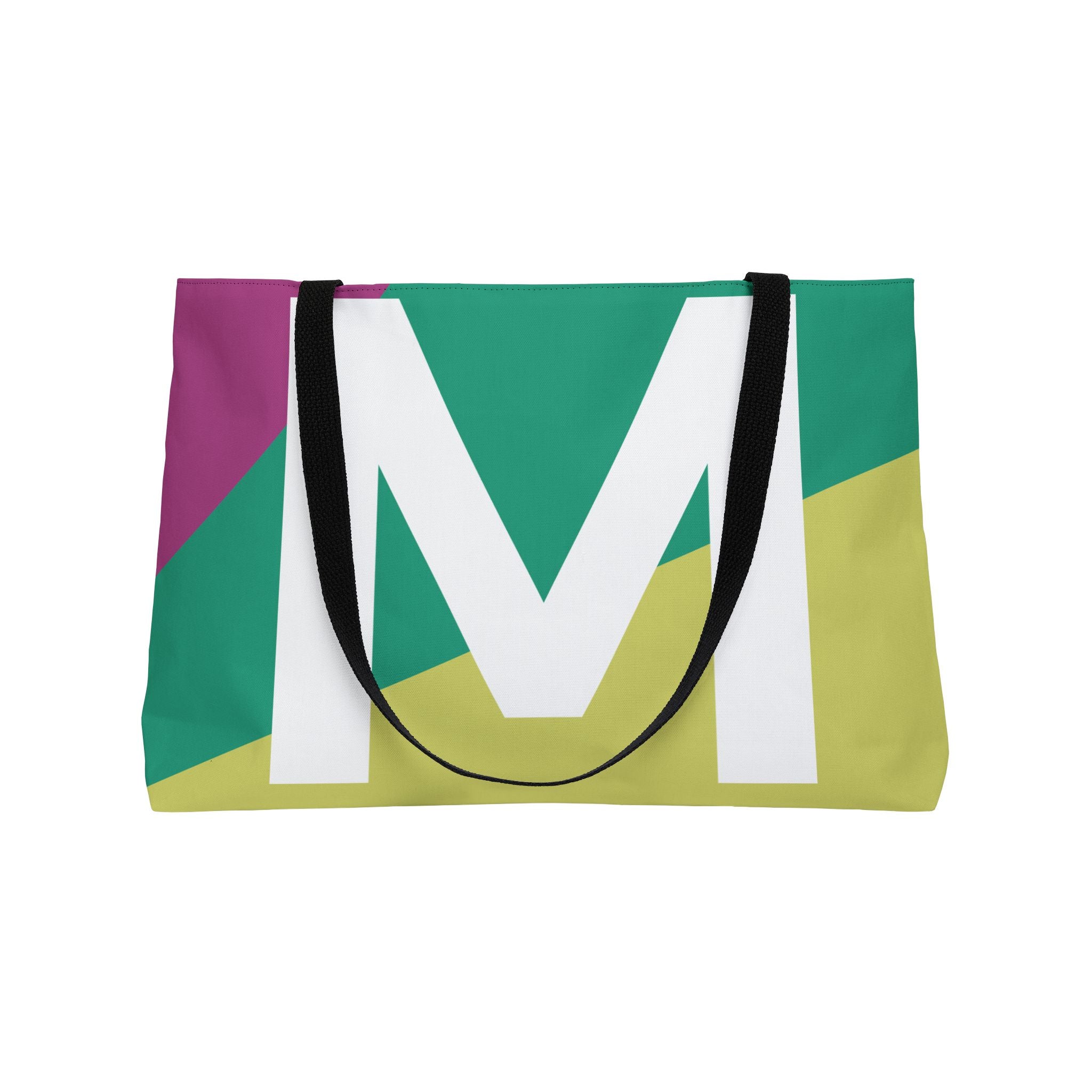 Personalized 'M' Colorblock Tote Bag — Monogram Weekender Tote