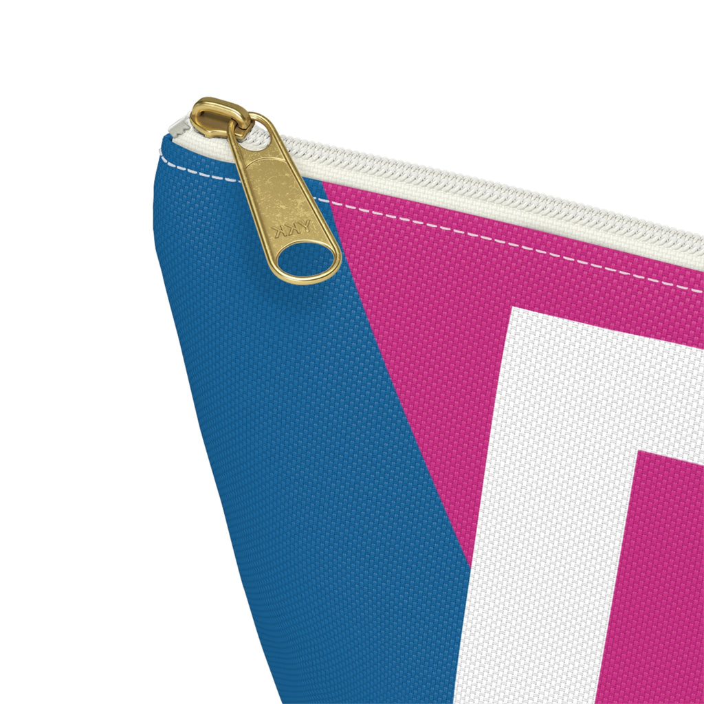 Initials Colorblock Accessory Pouch — Monogram D T-Bottom Cosmetic Bag
