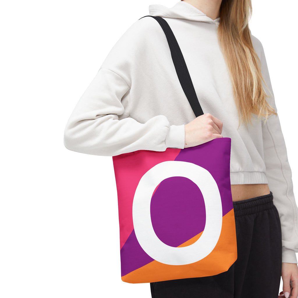 Monogram 'O' Colorblock Tote Bag — Personalized Initial O Shoulder Tote