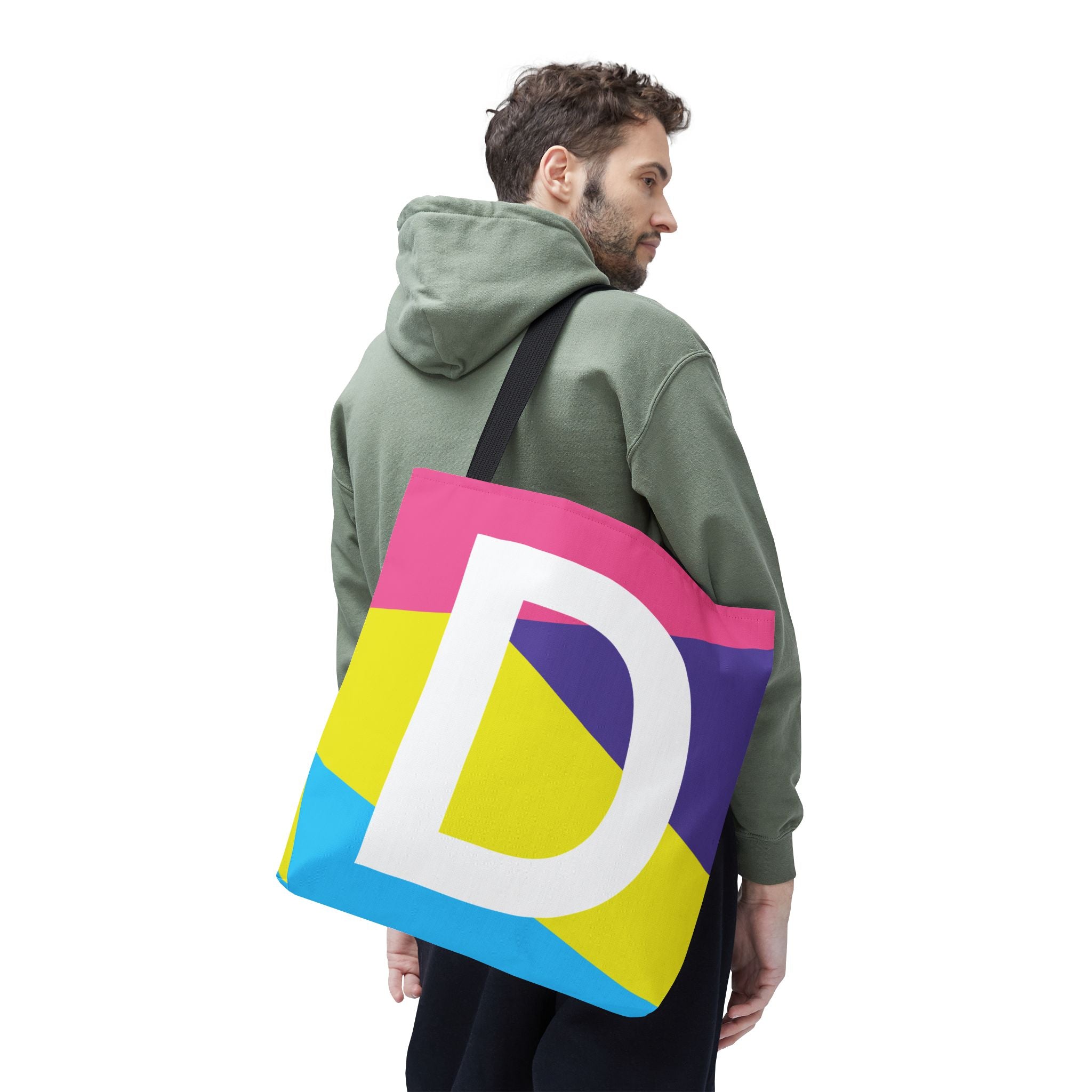 Monogram 'D' Colorblock Tote Bag — Personalized Initial D Shoulder Tote