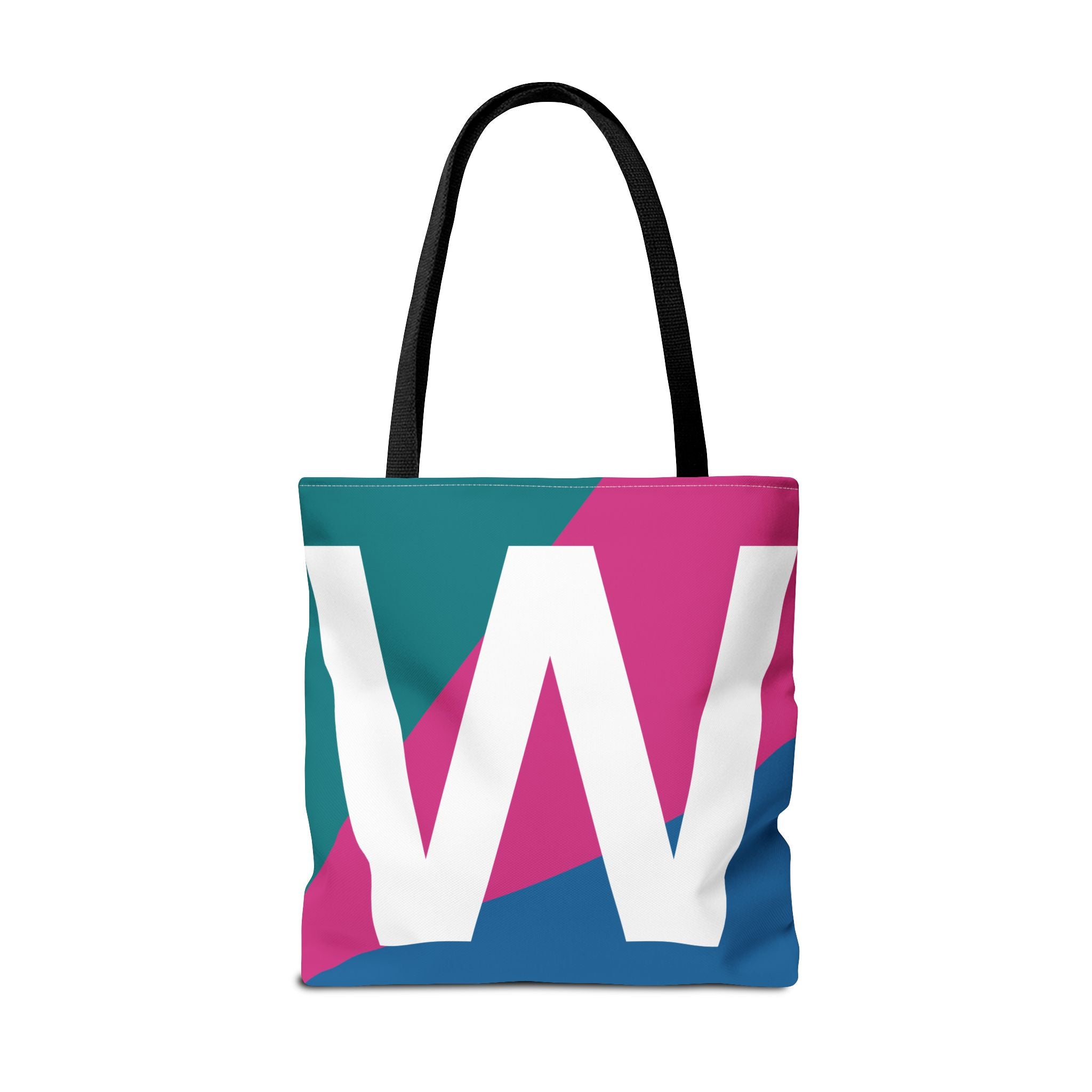 Monogram 'W' Colorblock Tote Bag — Personalized Initial W Shoulder Tote