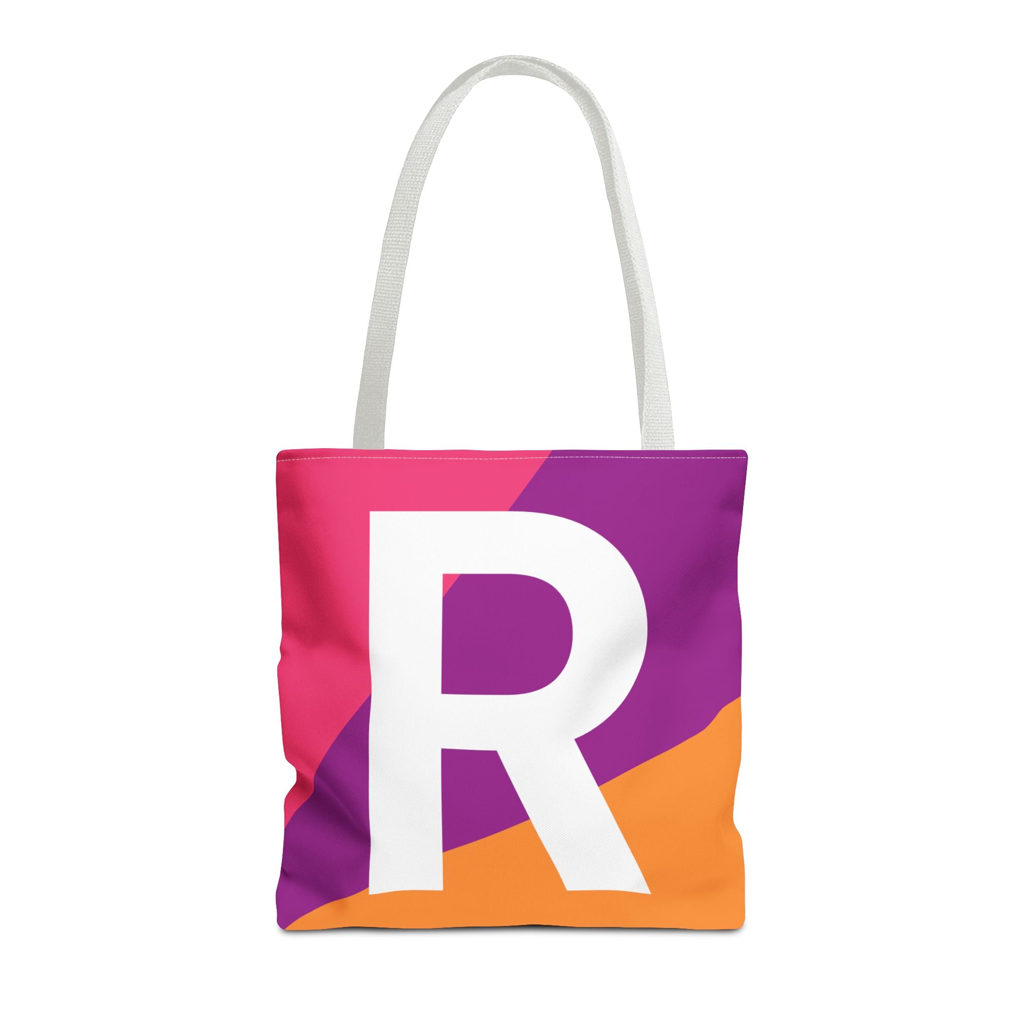 Monogram 'R' Colorblock Tote Bag — Personalized Initial R Shoulder Tote