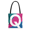 Monogram 'Q' Colorblock Tote Bag — Personalized Initial Q Shoulder Tote
