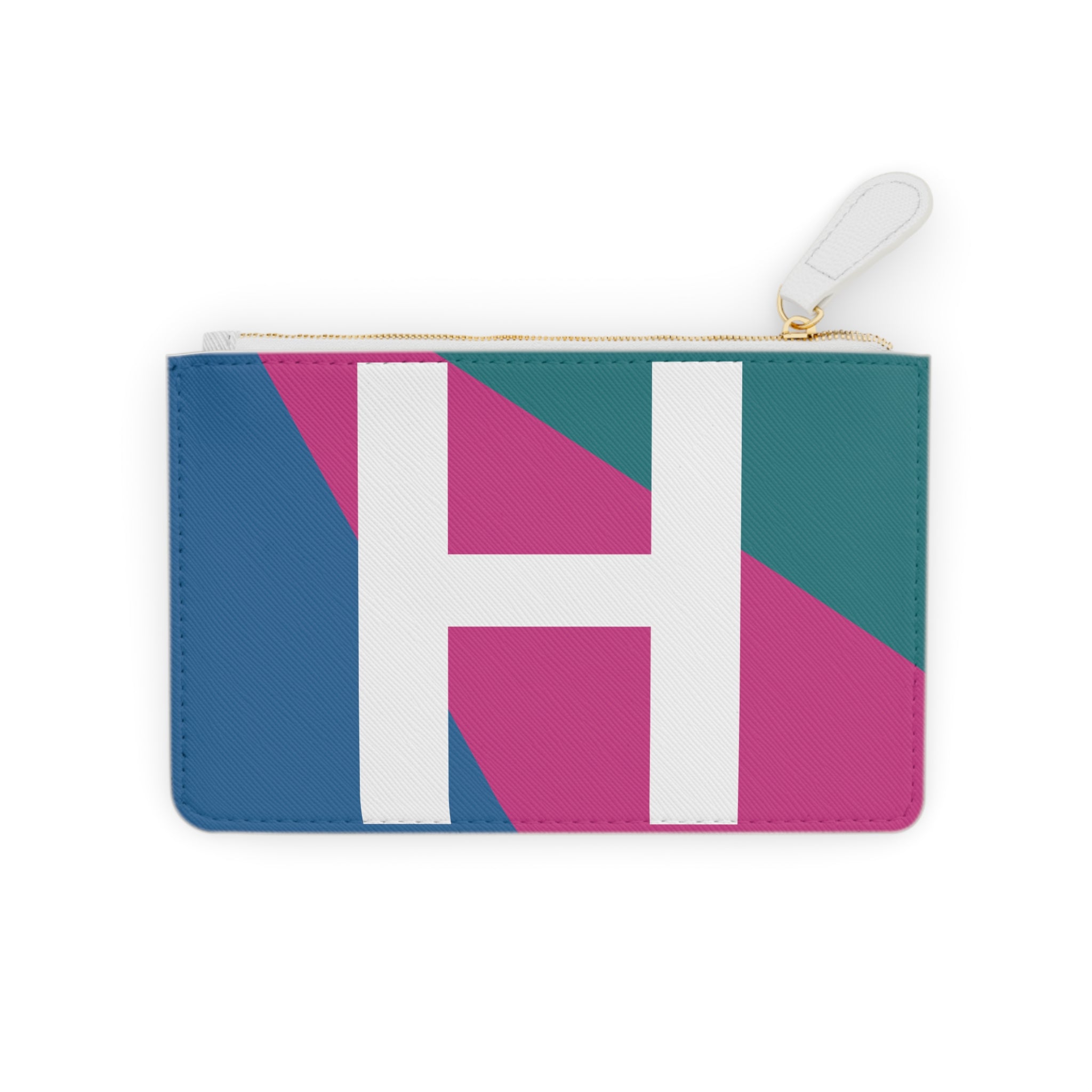 Initial H Mini Clutch — Colorblock Monogram Wristlet Wallet