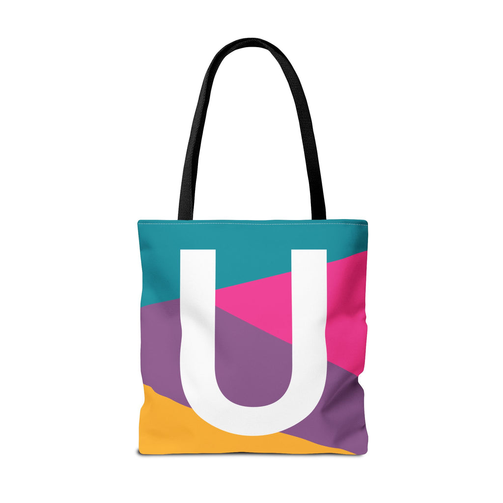 Monogram 'U' Colorblock Tote Bag — Personalized Initial U Shoulder Tote