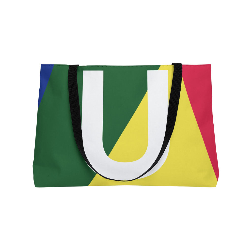 Personalized 'U' Colorblock Tote Bag — Monogram Weekender Tote