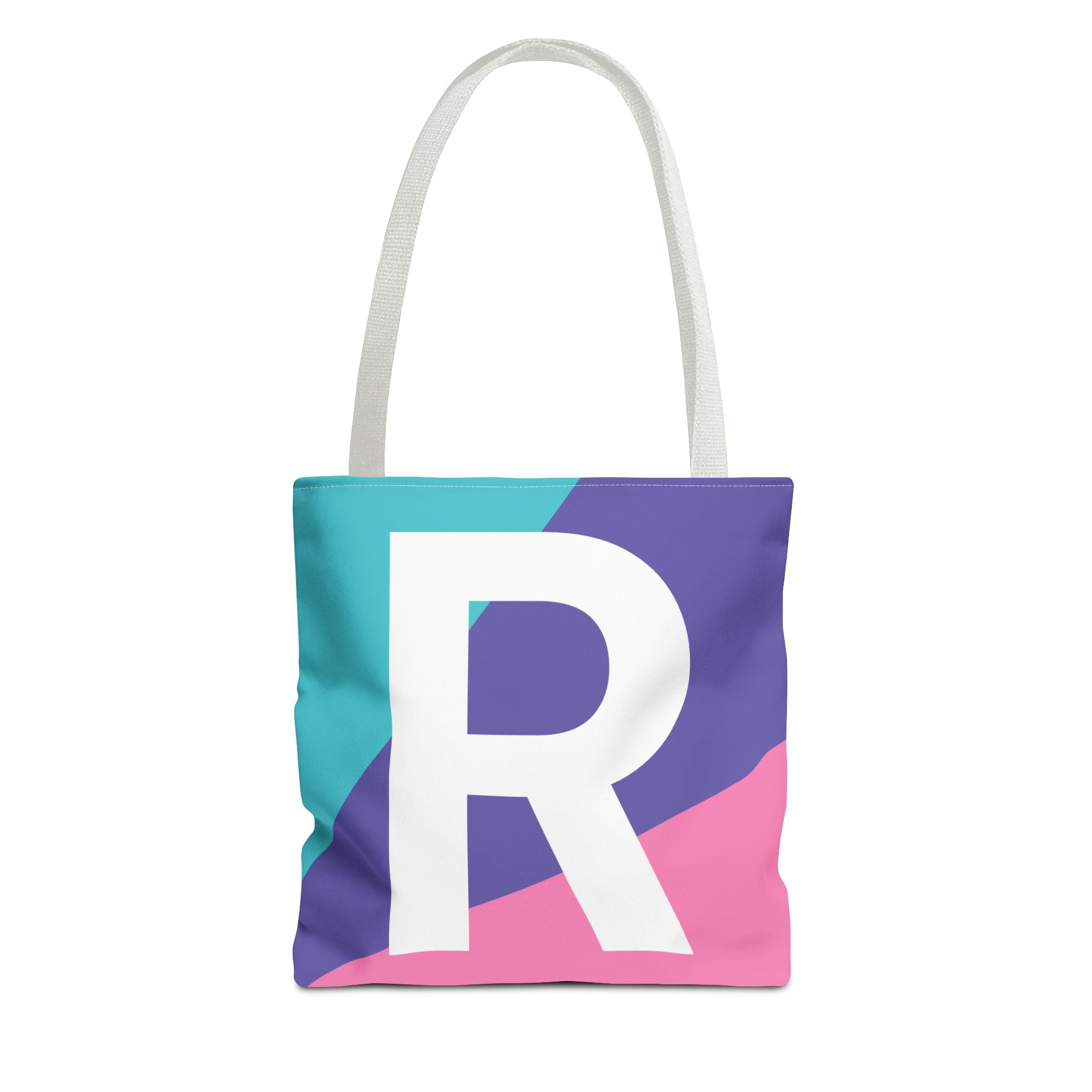 Monogram 'R' Colorblock Tote Bag — Personalized Initial R Shoulder Tote